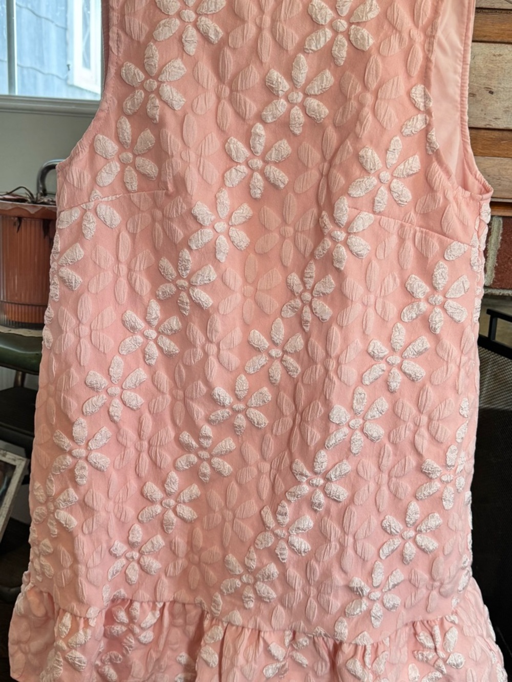 Girls Pink Embroidered Floral Ruffle Dress